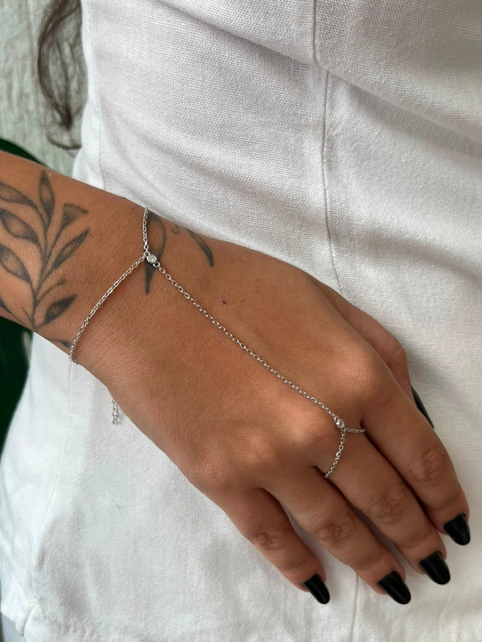 PULSEIRA DE MAO MOISSANITE ELOS PORTUGUESES COM DOIS PONTOS DE LUZ 2MM 856628
