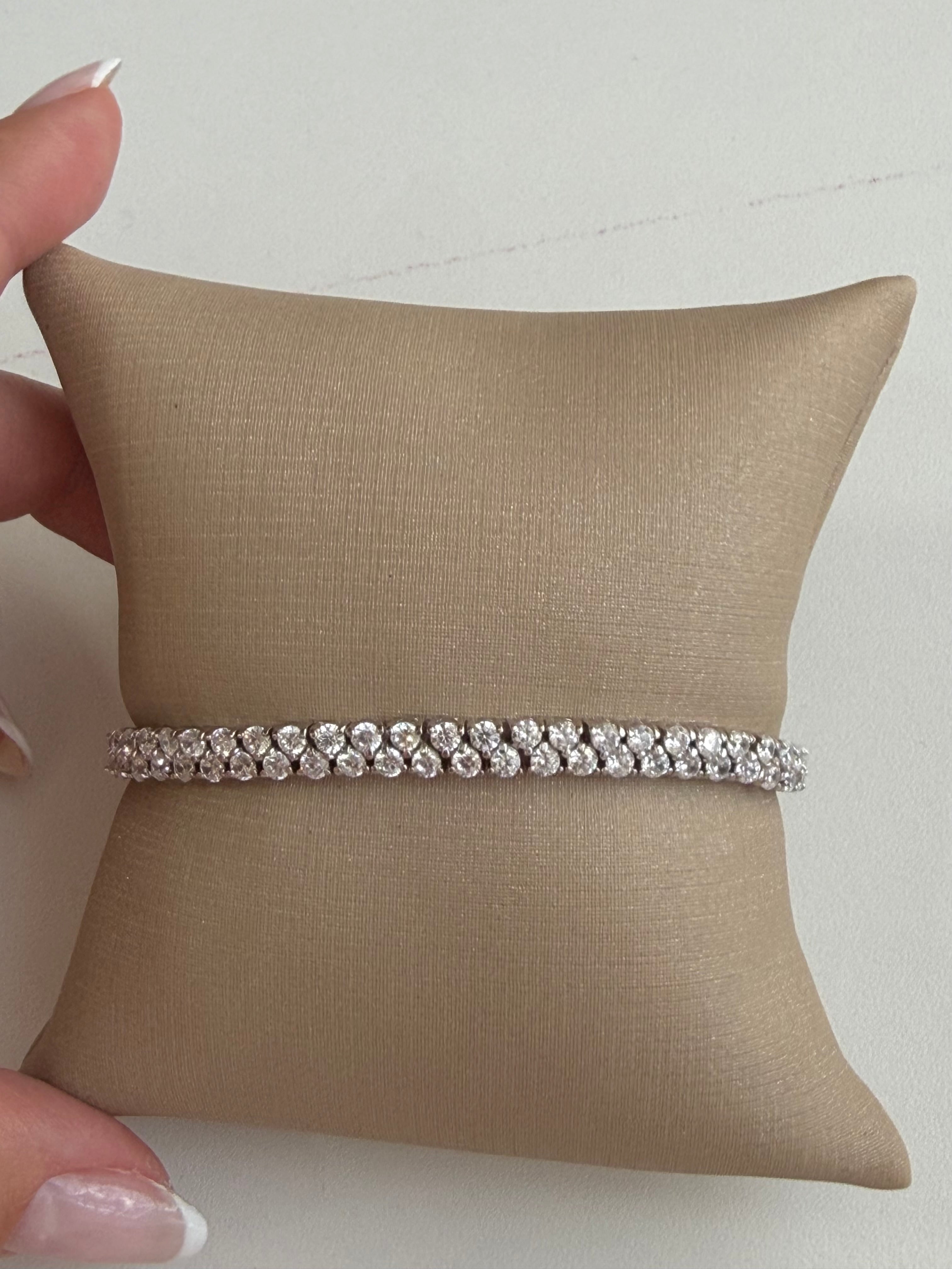PULSEIRA RIVIEIRA DUPLA 16 E 17 CM PEDRA 2,5 mm prata 925