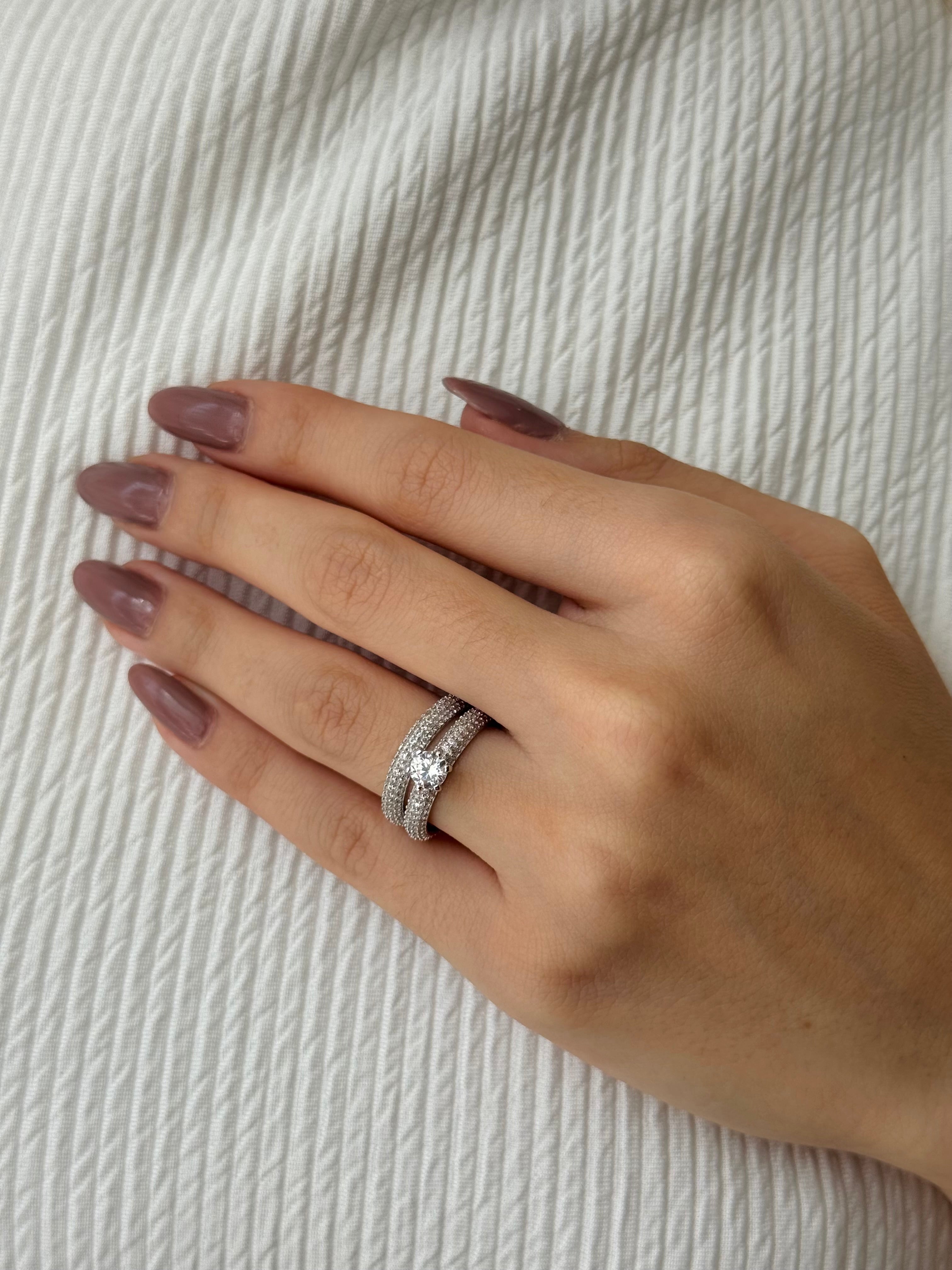 ANEL APARADOR CRAVEJADO SOLITARIO 8MM PRATA 925 811746