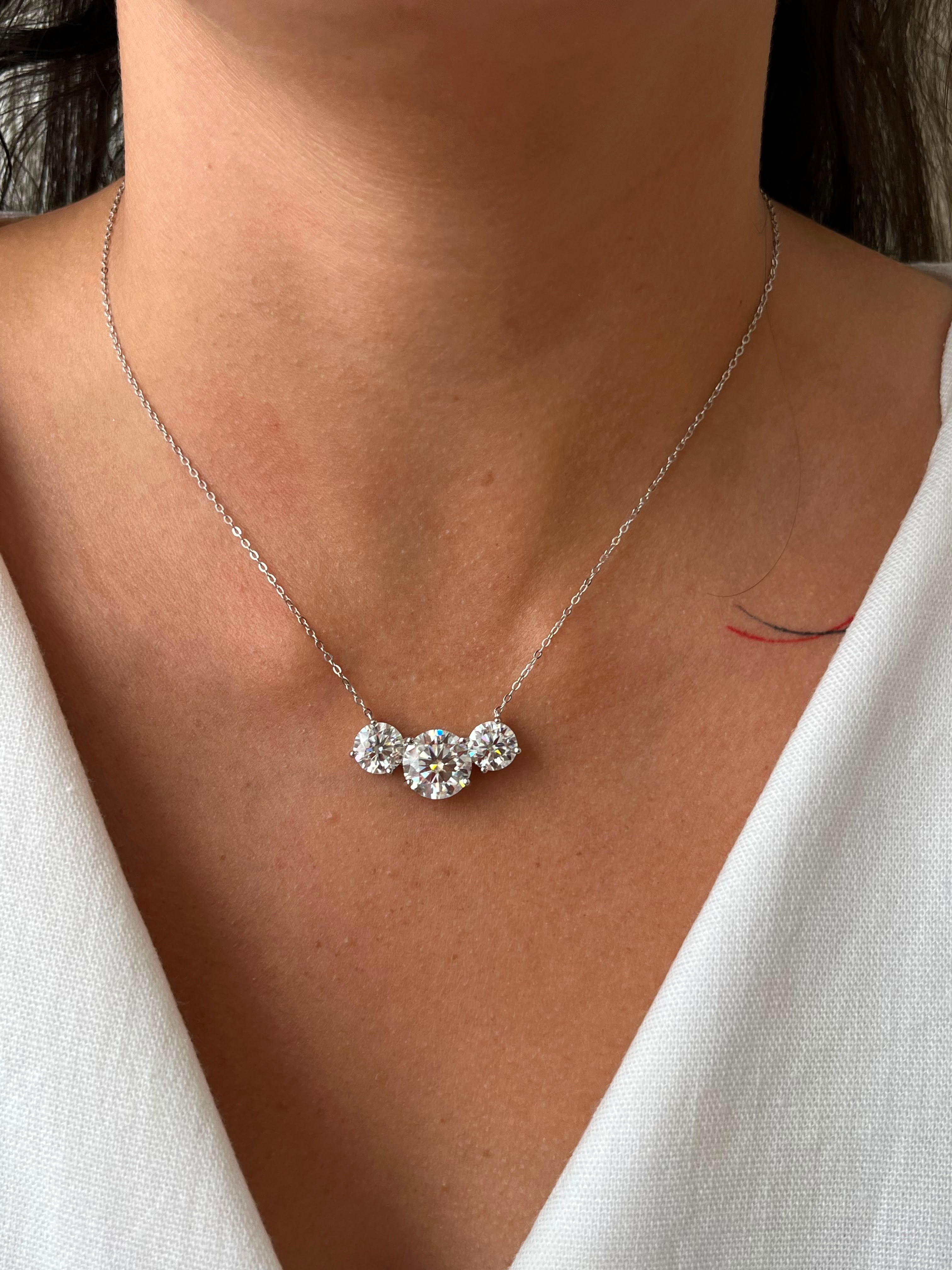 COLAR MOISSANITE TRIO 11MM E 8MM PRATA 925