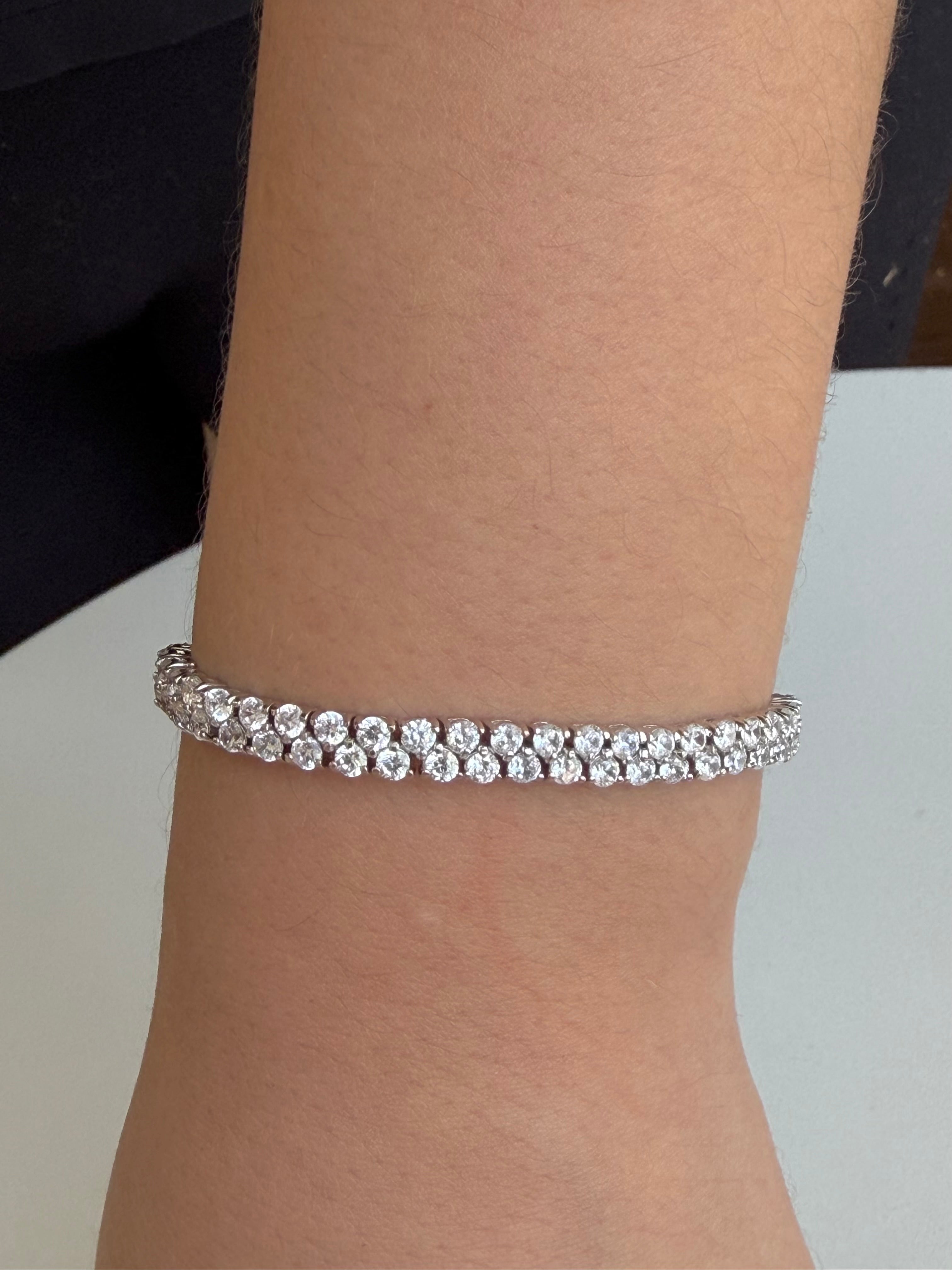 PULSEIRA RIVIEIRA DUPLA 16 E 17 CM PEDRA 2,5 mm prata 925