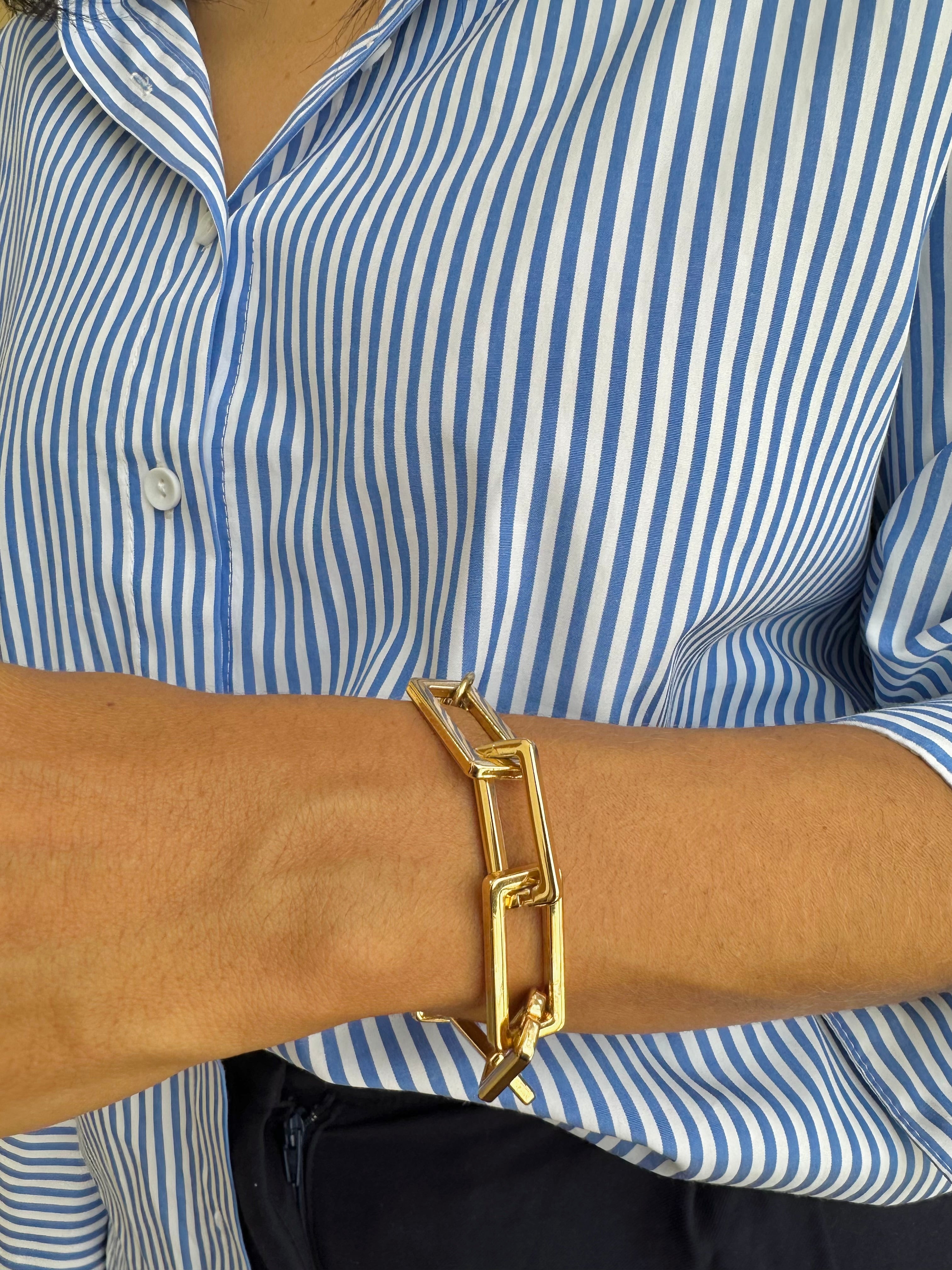 PULSEIRA ELOS RETANGULO BANHO OURO 18K