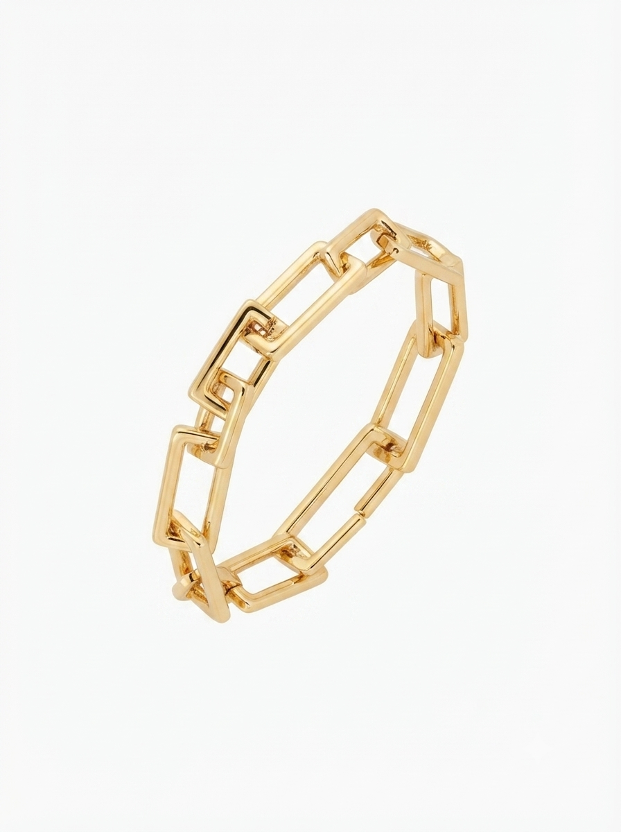 PULSEIRA ELOS RETANGULO BANHO OURO 18K