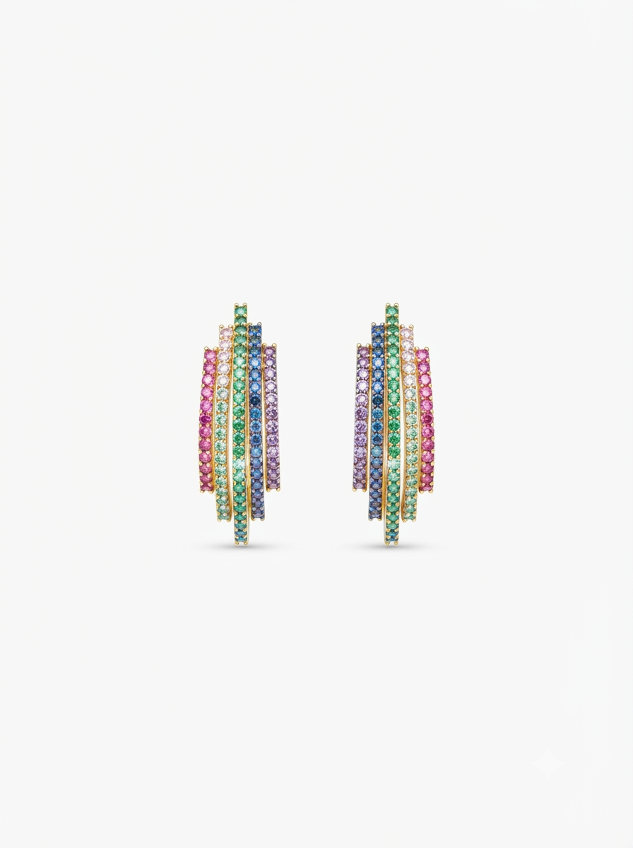 ARGOLA RAINBOW 5 FILEIRAS PRATA 925