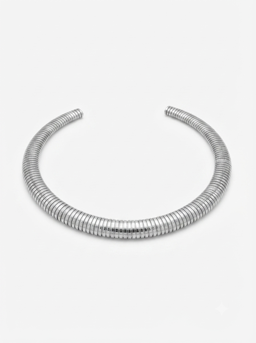 CHOKER MALHA RIGIDA BANHO RODIO