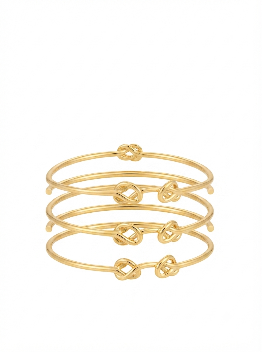 BRACELETE MONIQUE SABOIA 3 CORAÇOES BANHO OURO 18K