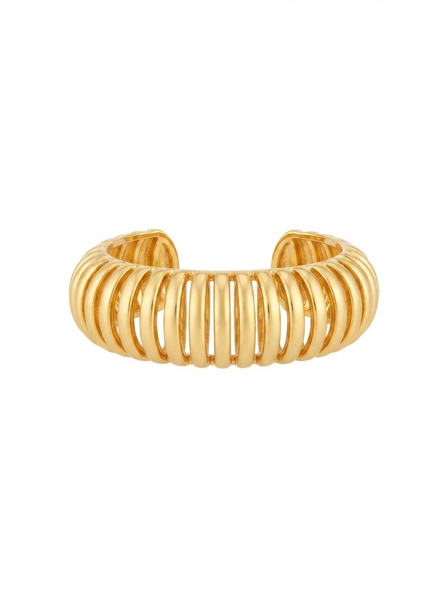 BRACELETE FOSCO ABAULADO CURVO VAZADO BANHO OURO18K