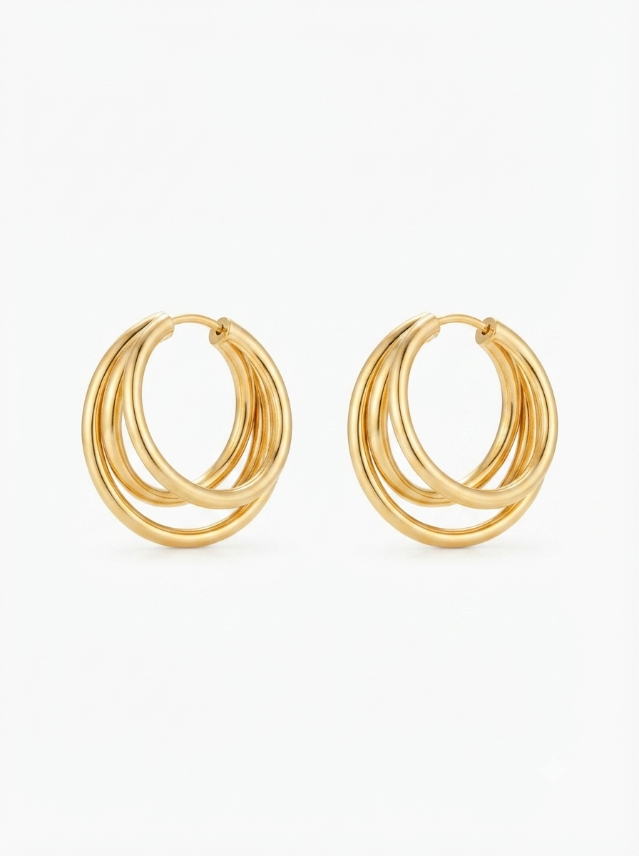 AR TRES FILEIRAS PRATA 925 c/ BANHO OURO 18k 822769