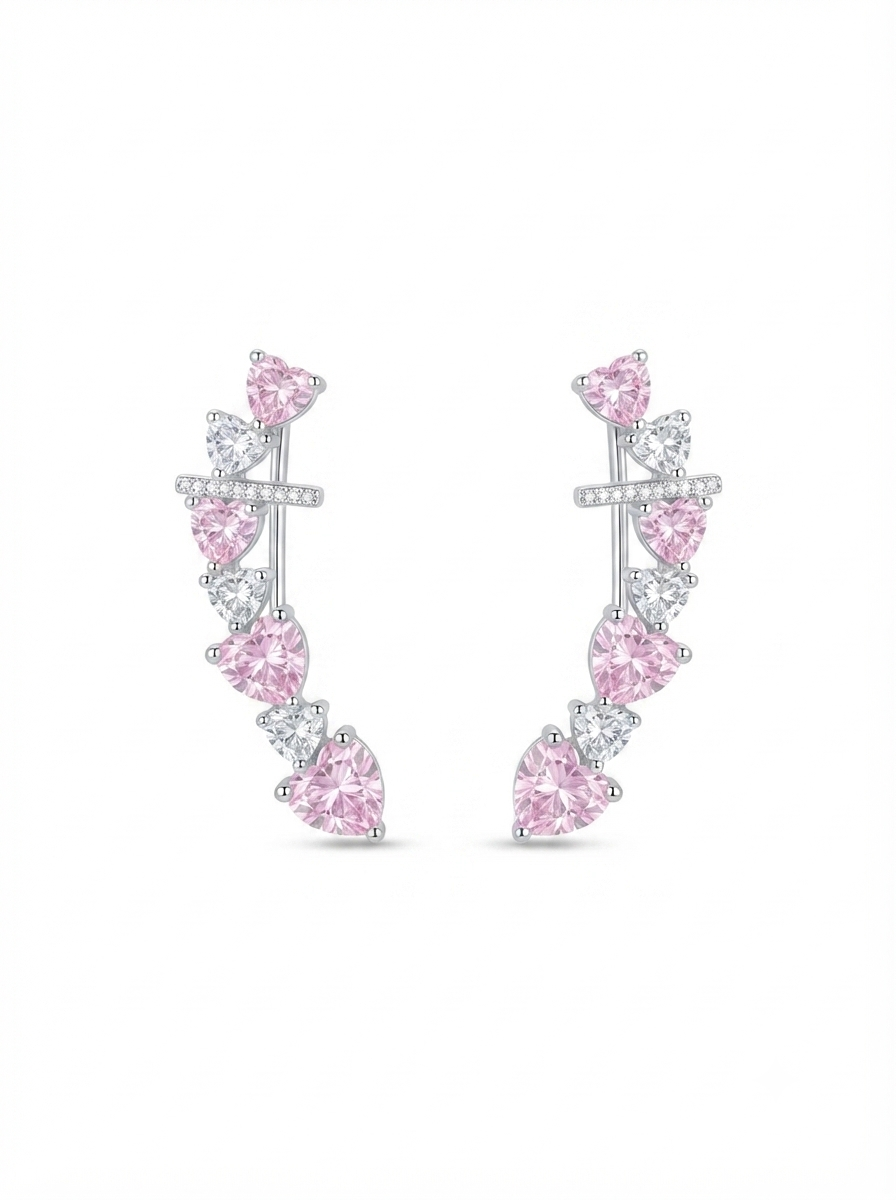 EARCUFF CORAÇAO KUNZITA PRATA 925. 821746
