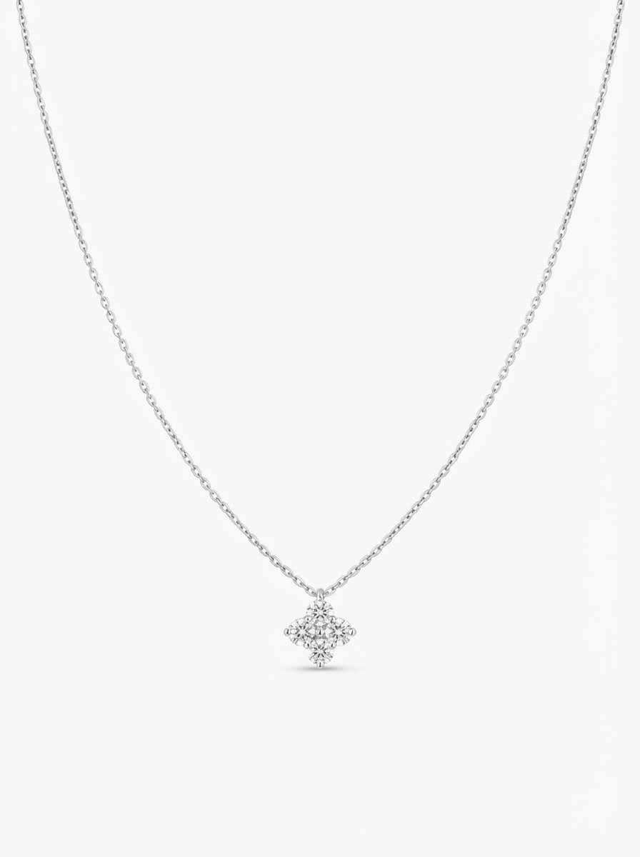 COLAR MOISSANITE FLOR TREVO MEDIO PRATA 925 141 S