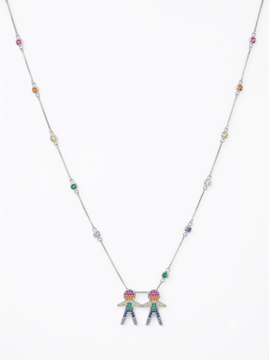 COLAR MENINOS CRAVAÇAO RAINBOW PRATA 925 810125
