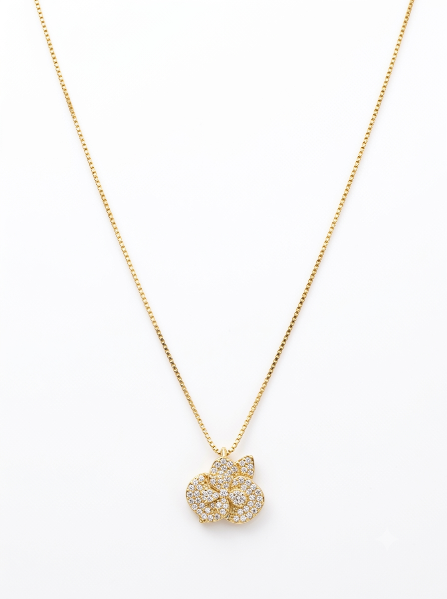 COLAR ORQUIDEA CRAVEJADA DOURADO IND