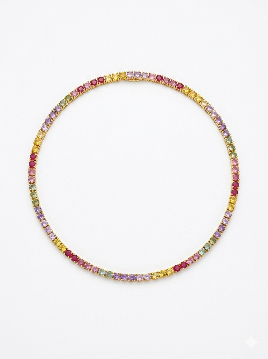 COLAR RIVIERA 3 GARRAS RAINBOW BANHO OURO 18K 823897