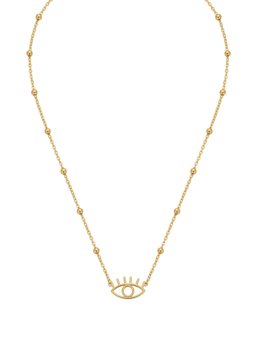 COLAR OLHO GREGO LISO COM BOLINHAS BANHO OURO 18K 817716