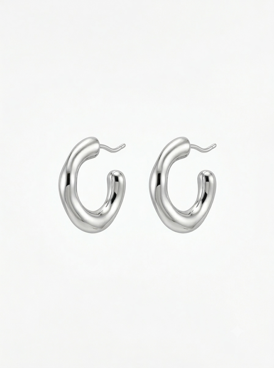 BRINCO ARGOLA GEOMETRICA M ABS BANHO RODIO 3,7 GR