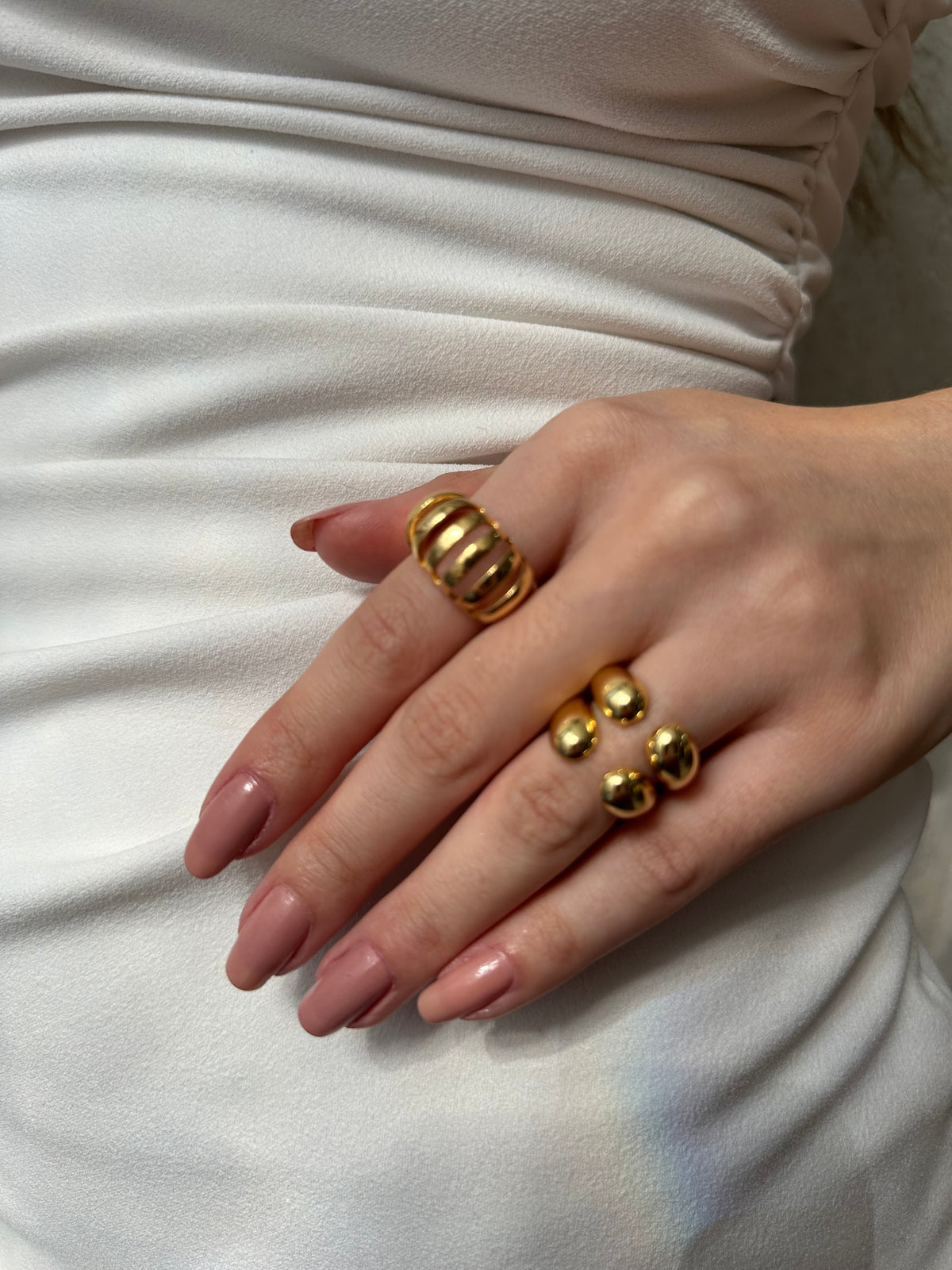 ANEL GOTA DUPLA BANHO OURO 18k