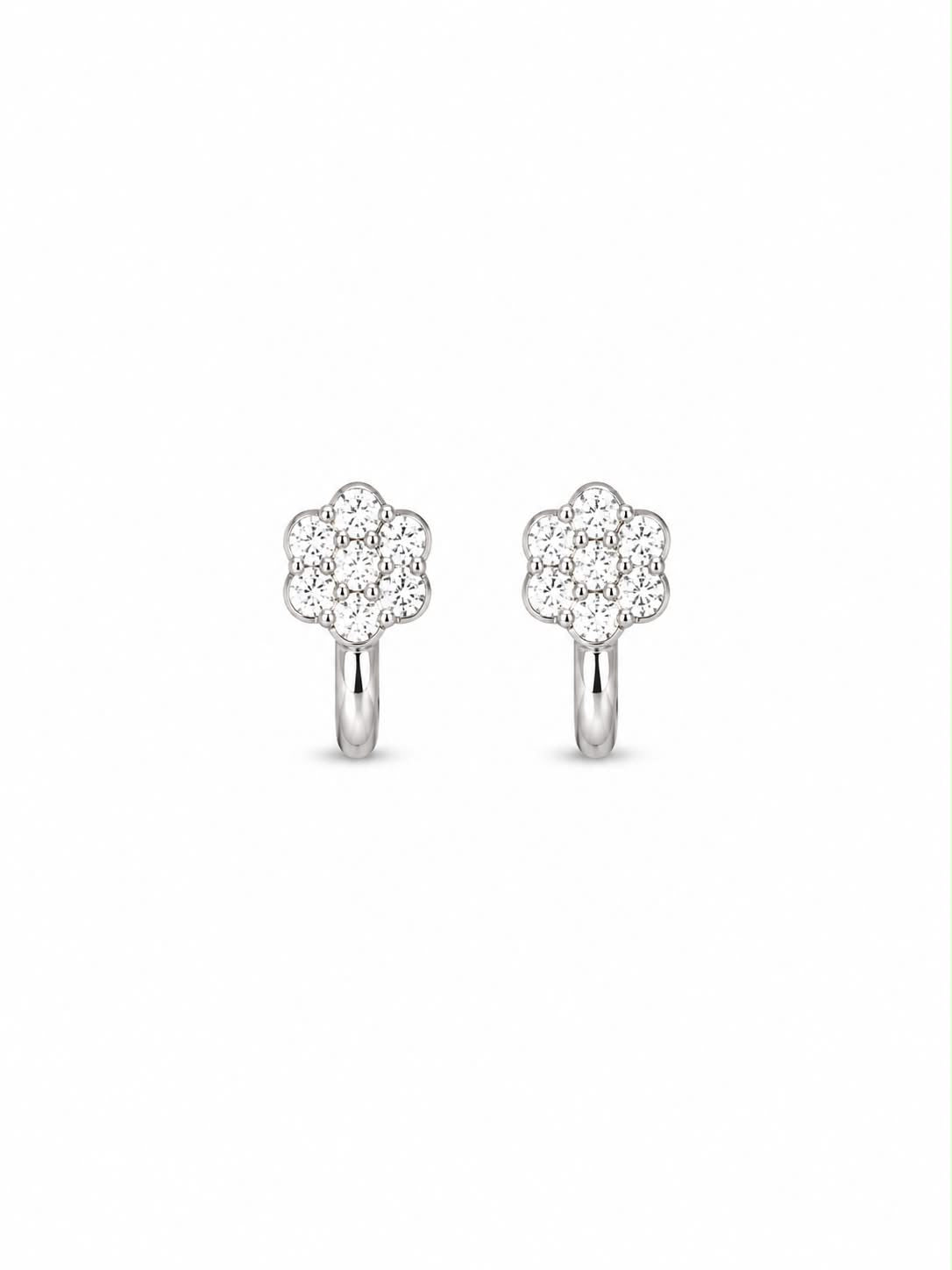 BRINCO ARGOLA C/ FLORZINHA  PRATA 925 4990 S