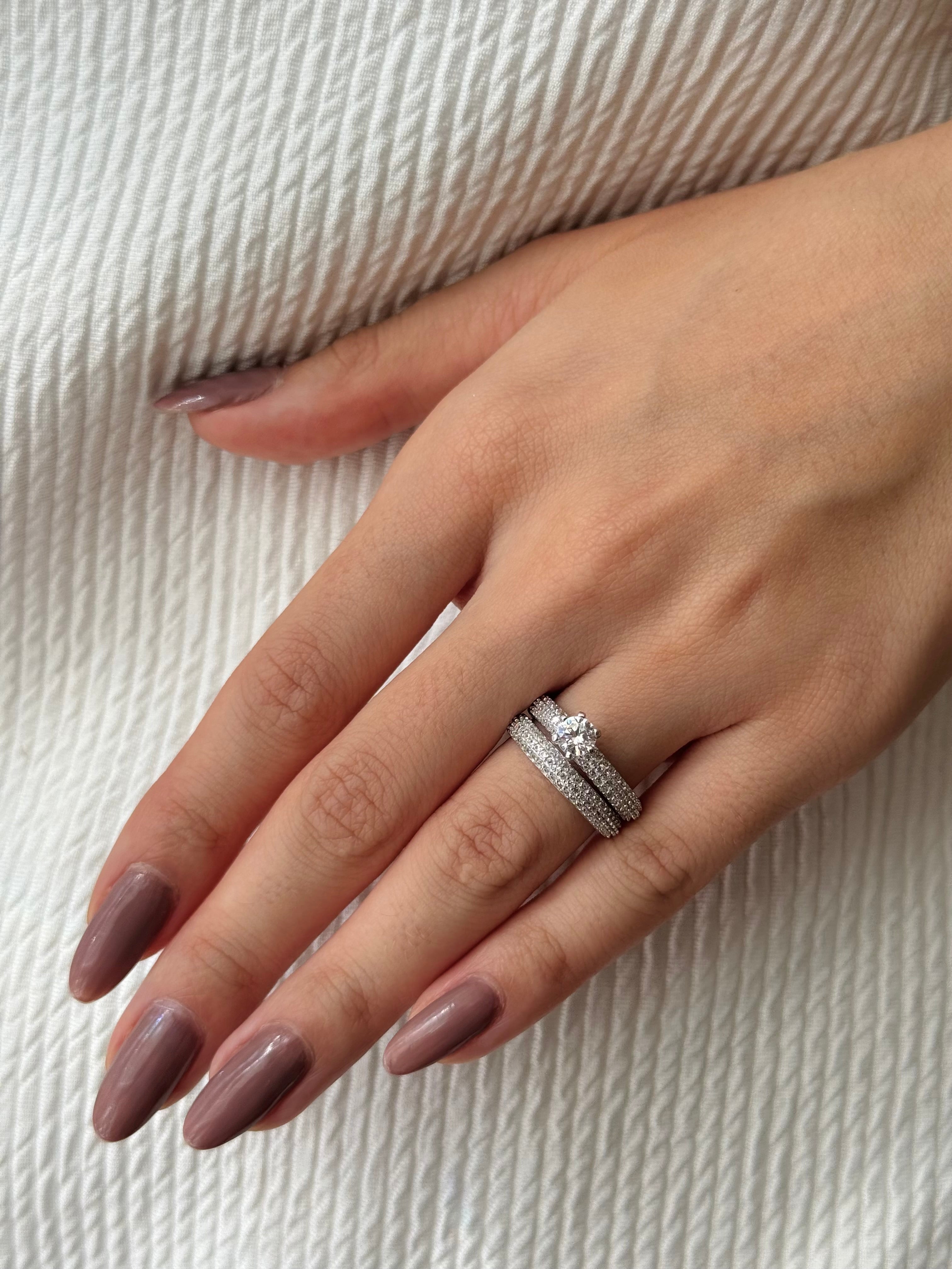 ANEL APARADOR CRAVEJADO SOLITARIO 8MM PRATA 925 811746