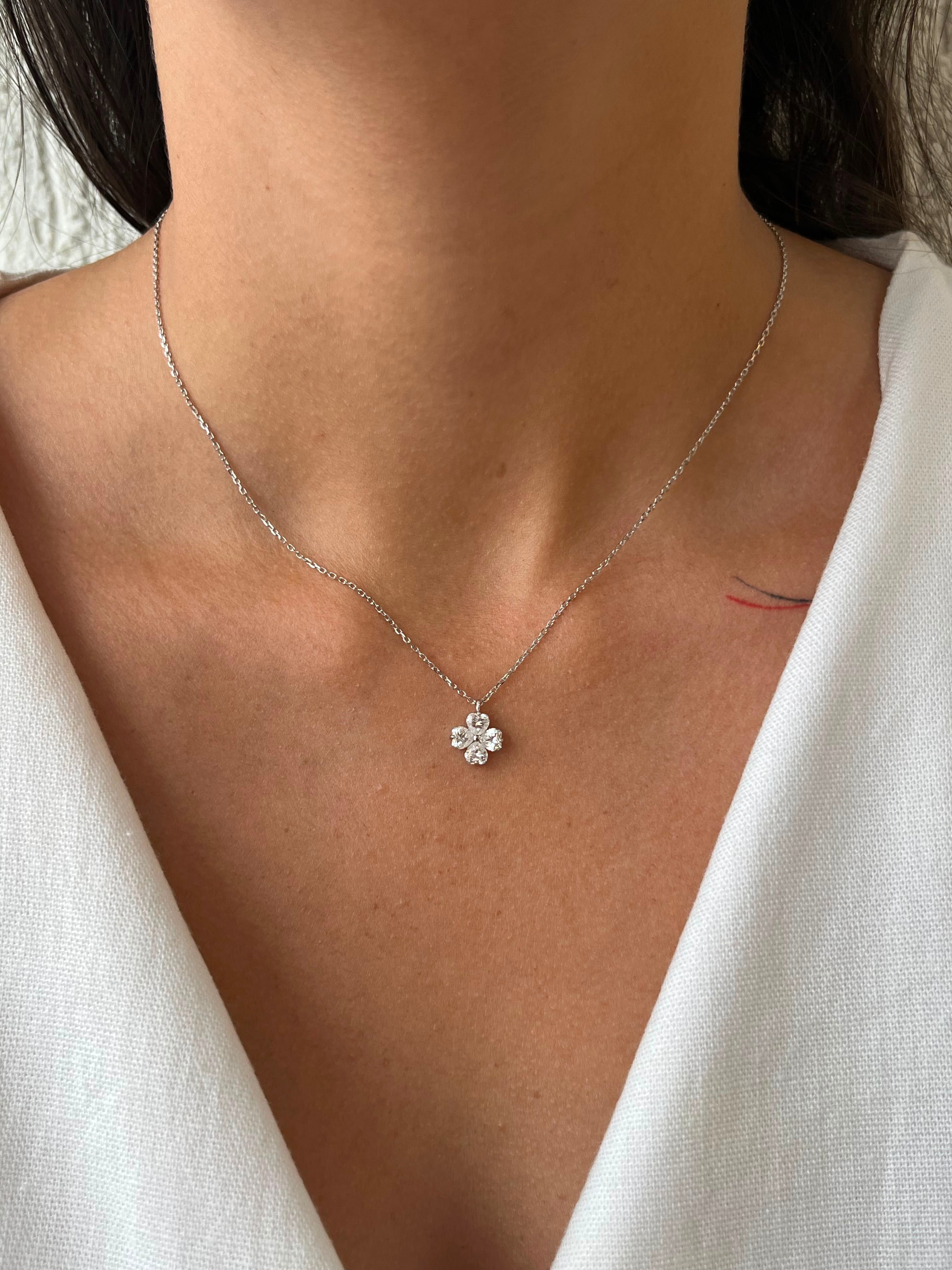 COLAR MOISSANITE FLOR TREVO MEDIO PRATA 925 141 S