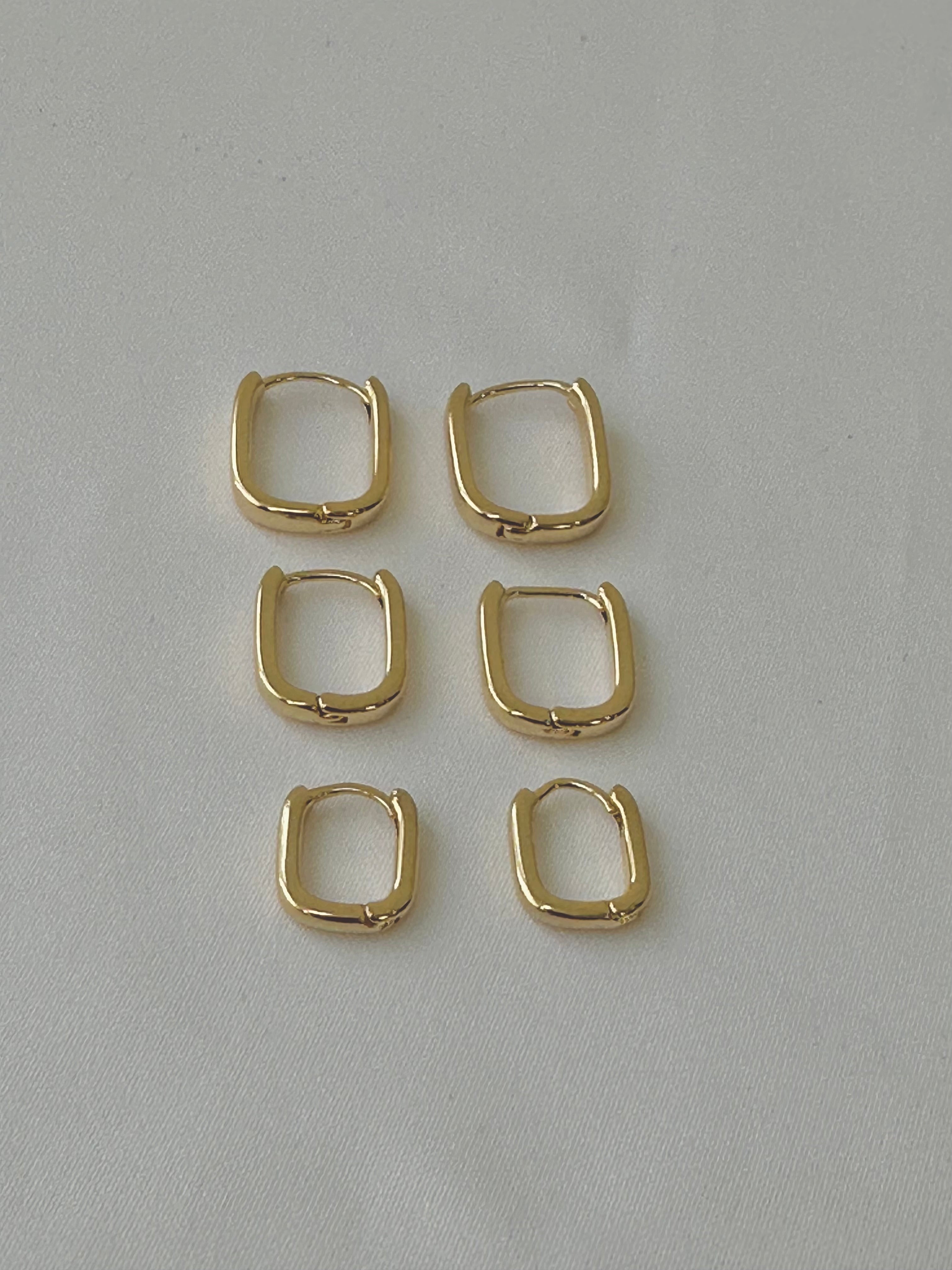 BRINCO ARGOLA TRIO QUADRADA BANHO OURO 18K