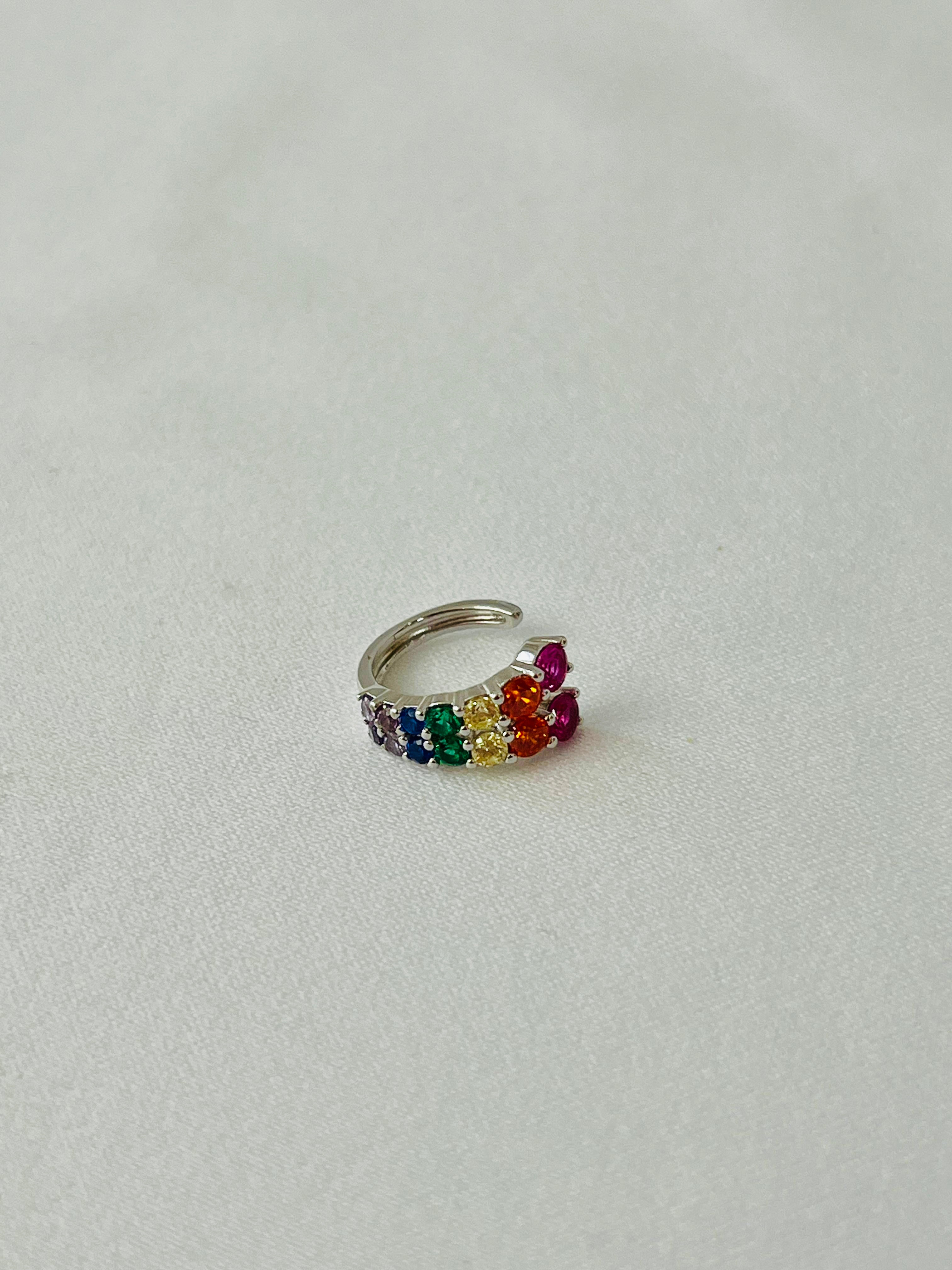 PIERCING FAKE CRAVEJADO RAINBOW PRATA 925 816403