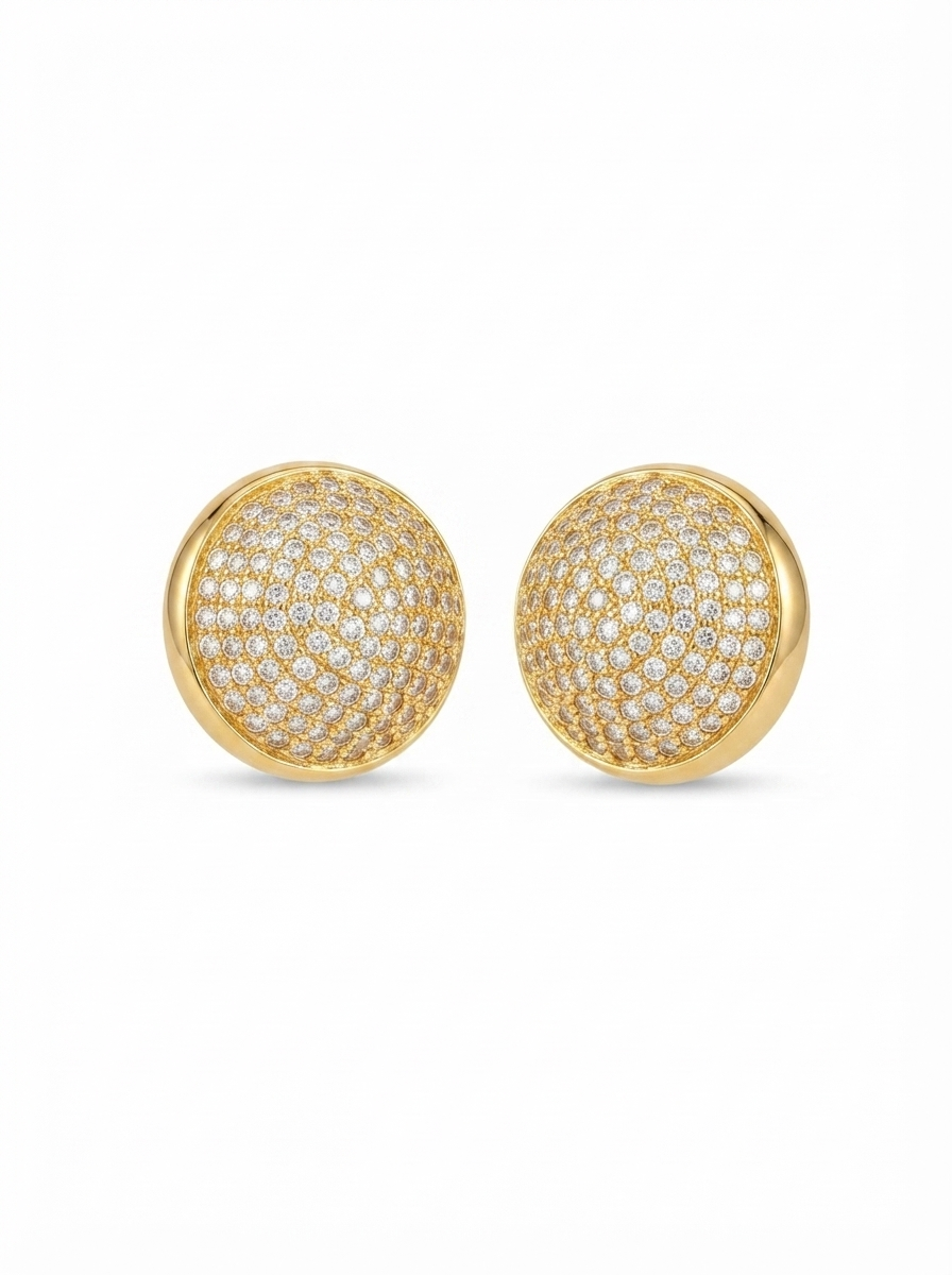 BRINCO BOLA GG CRAVEJADO BANHO OURO 18K