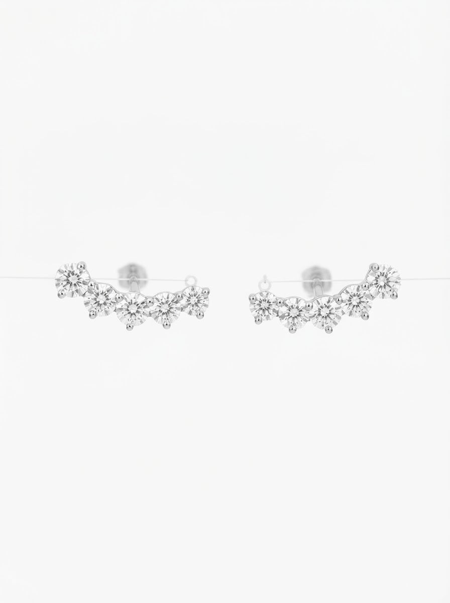 BRINCO MOISSANITE EARCUFF 5 PEDRAS PRATA 925 M