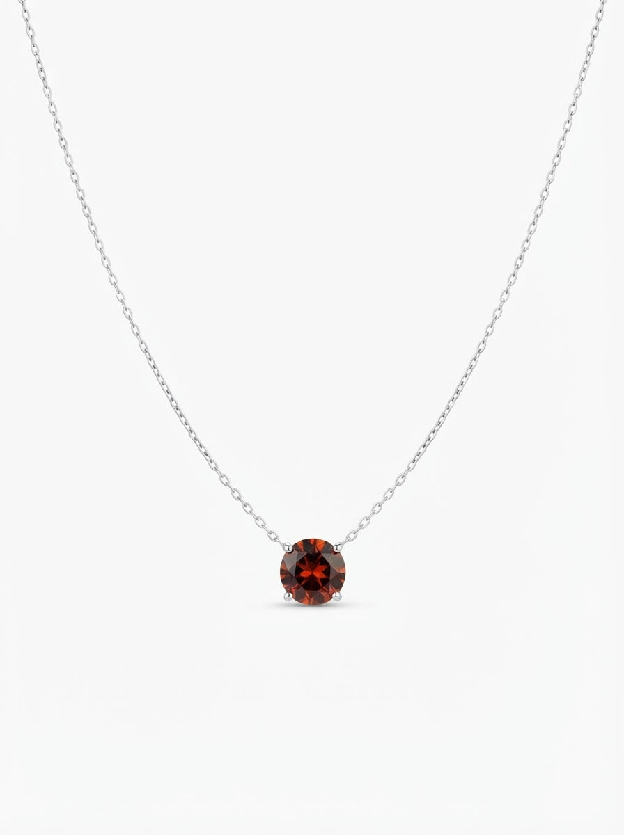 COLAR SOLITARIO 10MM CHOCOLATE PRATA 925