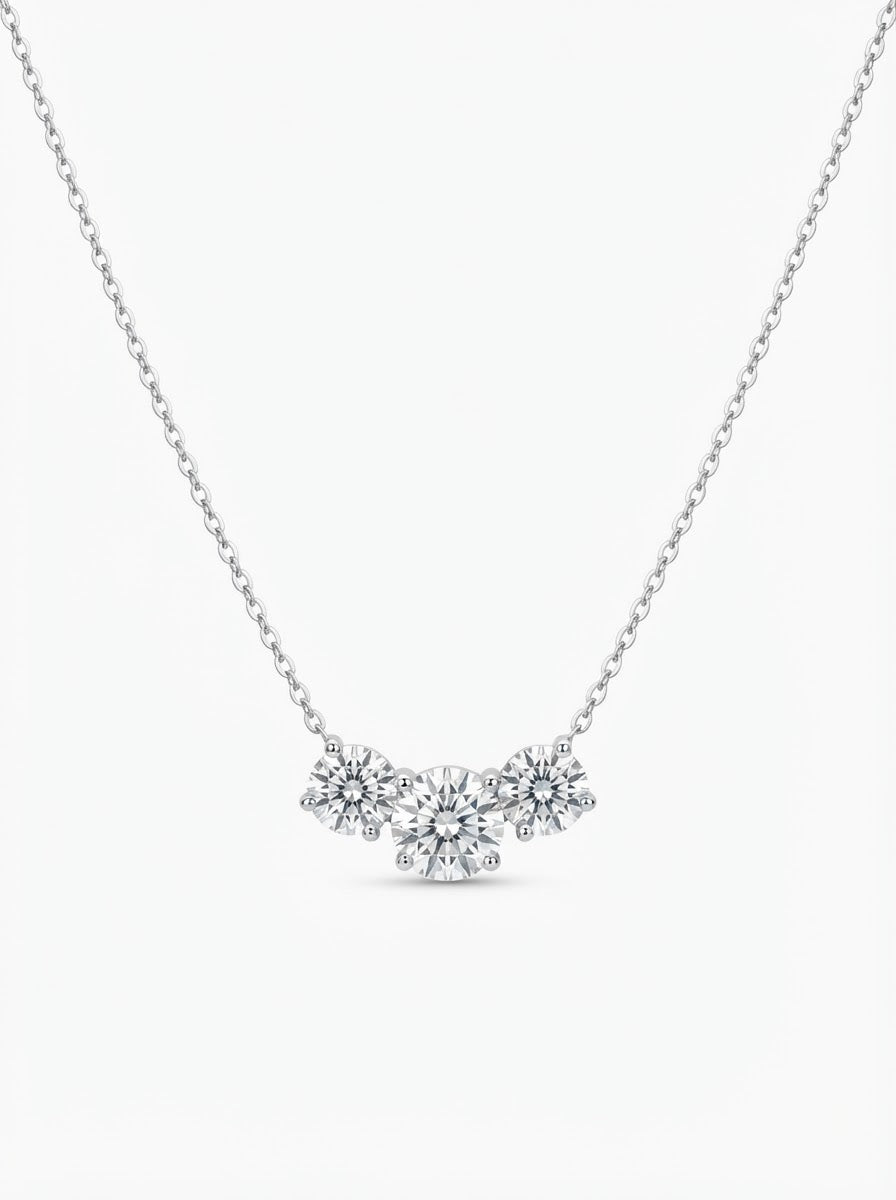 COLAR MOISSANITE TRIO 11MM E 8MM PRATA 925