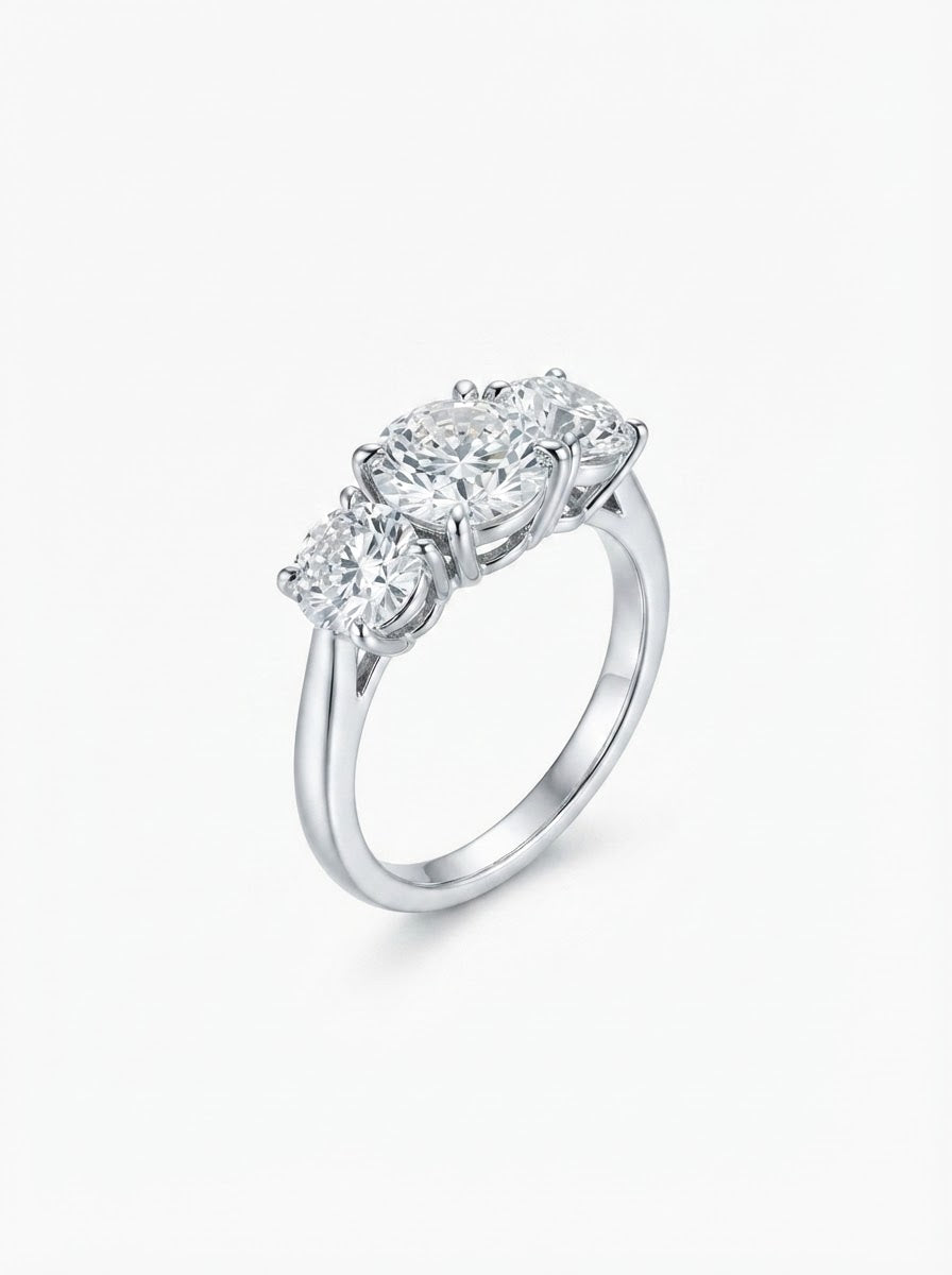 ANEL MOISSANITE 3 PEDRAS OVAL 10/8MM PRATA 925 D ARO:M