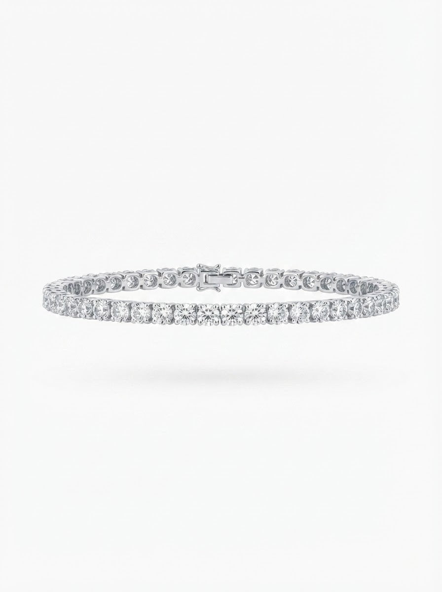PULSEIRA MOISSANITE  RIVIERA 3MM 3 GARRAS  PRATA 925 D