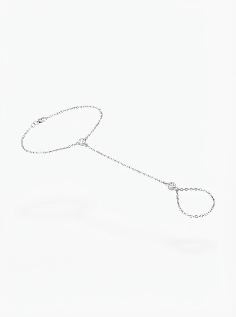 PULSEIRA DE MAO  MOISSANITE ELOS PORTUGUESES COM DOIS PONTOS DE LUZ 2MM  856628