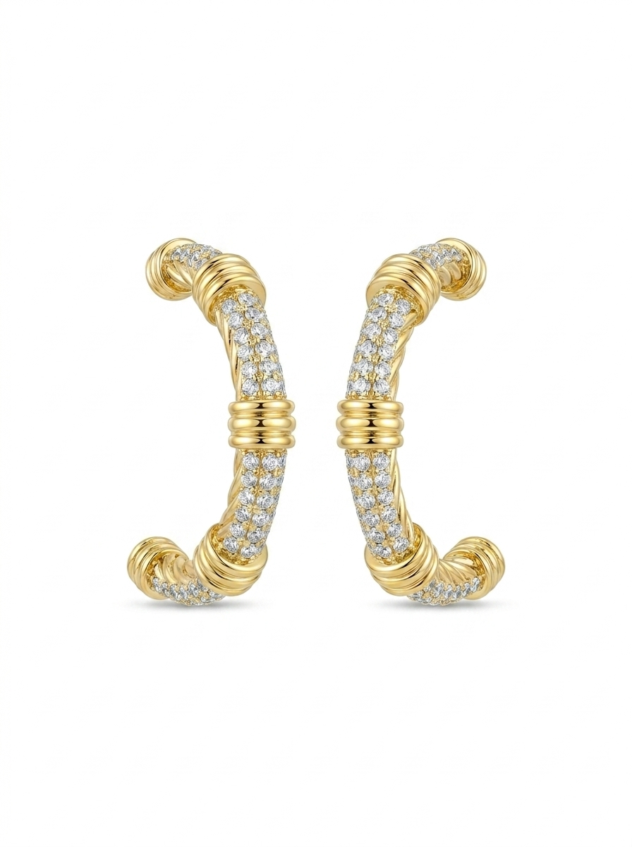 BRINCO EARHOOK CRAVEJADO COM BANHO OURO VINTAGE