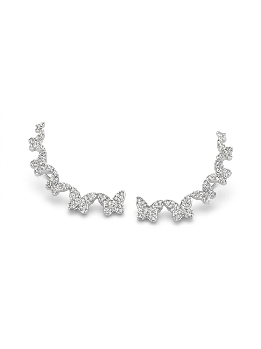 BRINCO EARCUFF  BORBOLESTAS DECRESCENTE PRATA 925 838228