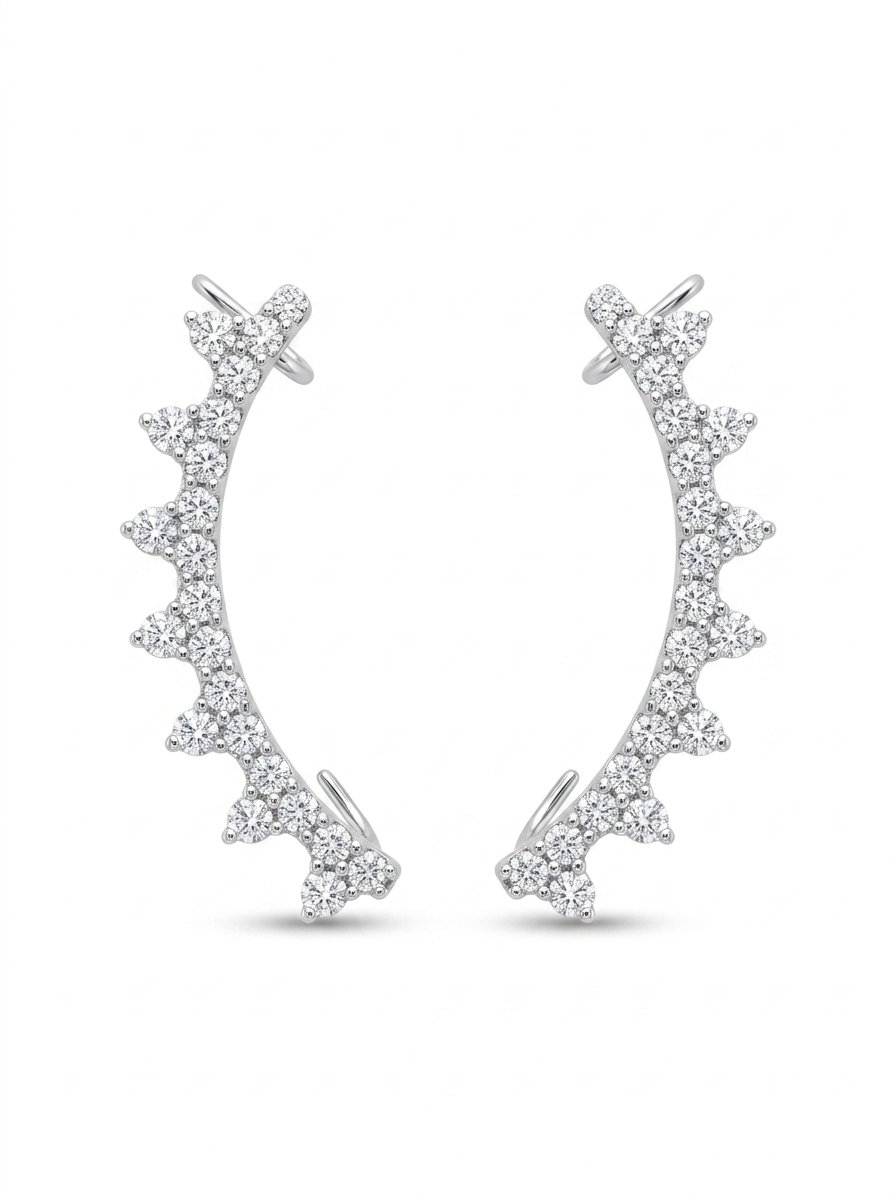 BRINCO EARCUFF DE TRES ZIRCONIAS REDONDAS PRATA 925 830893