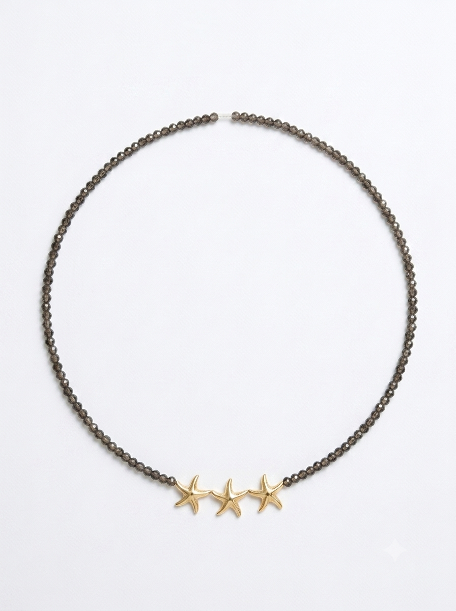 COLAR PEDRA NATURAL QUARTZO COM PINGENTE ESTRELA