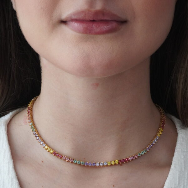 COLAR RIVIERA 3 GARRAS RAINBOW BANHO OURO 18K 823897