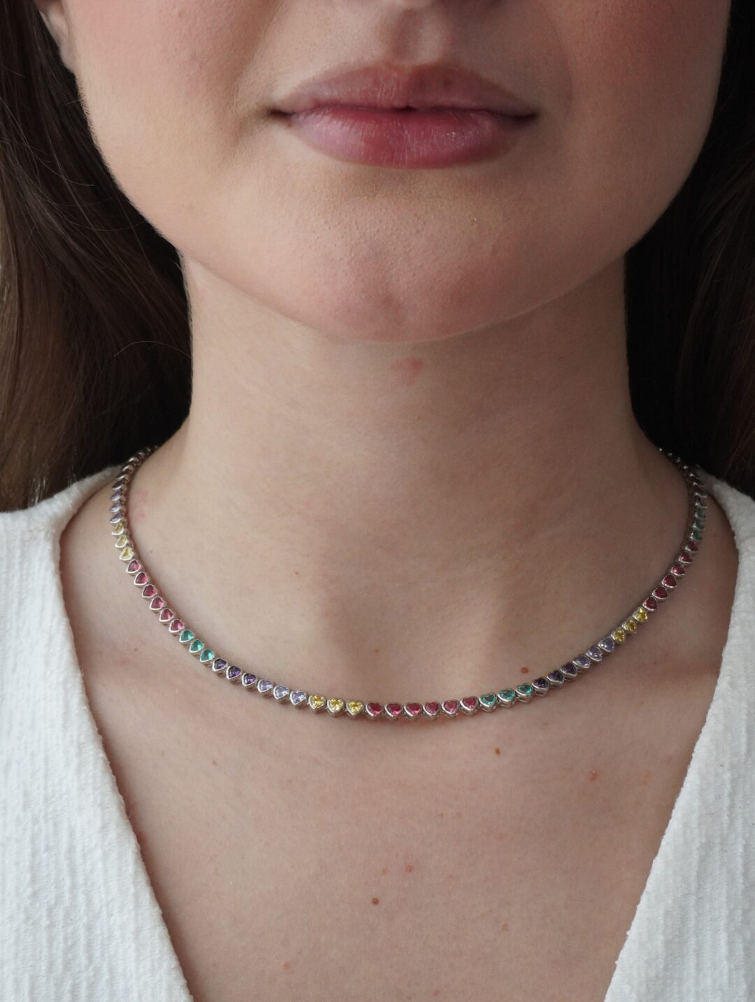 COLAR  RIVIERA CORACAO RAINBOW PRATA 925 823964 - Imagem 2