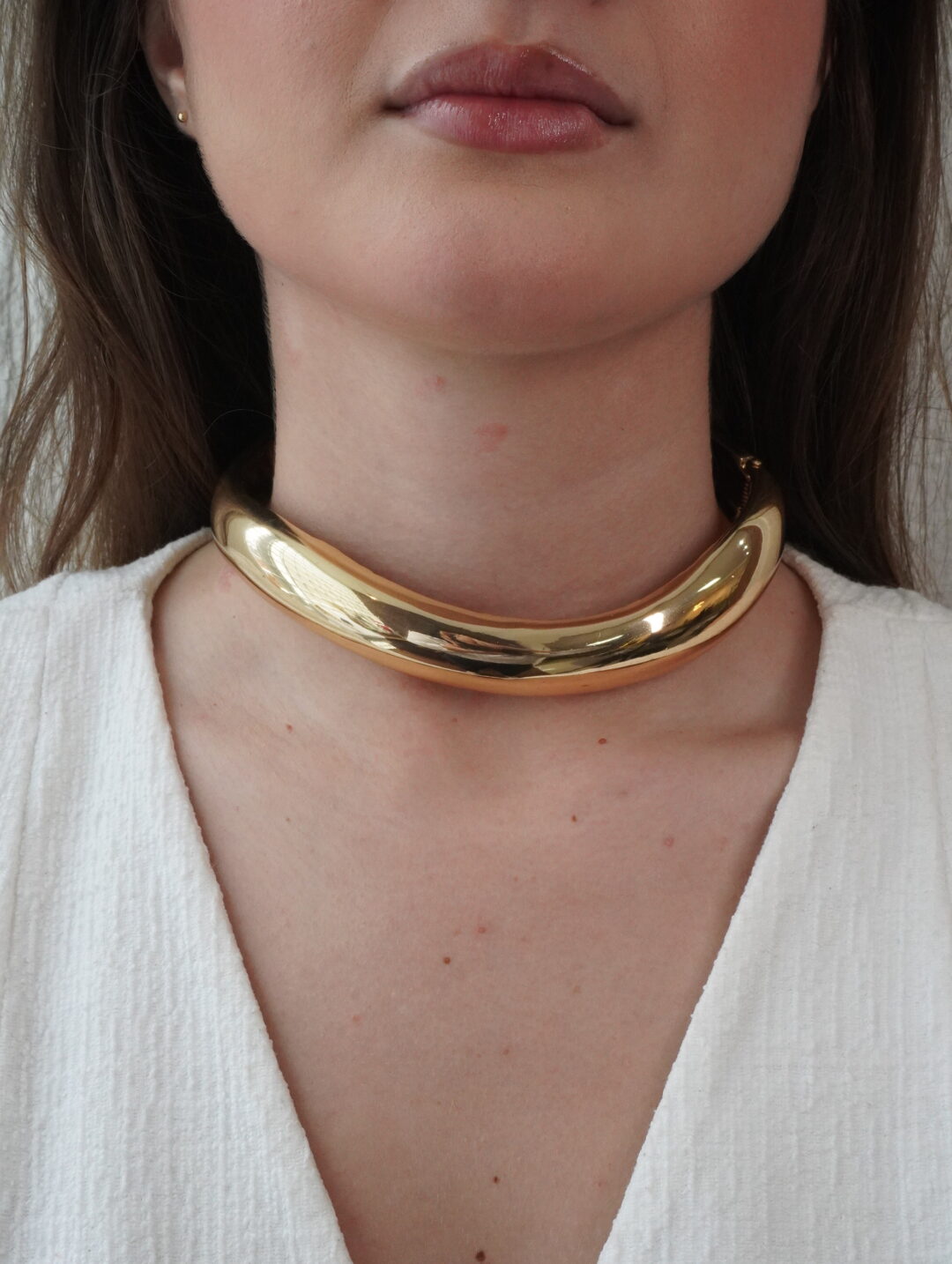 CHOKER ONDULADA GROSSA BANHO OURO 18K