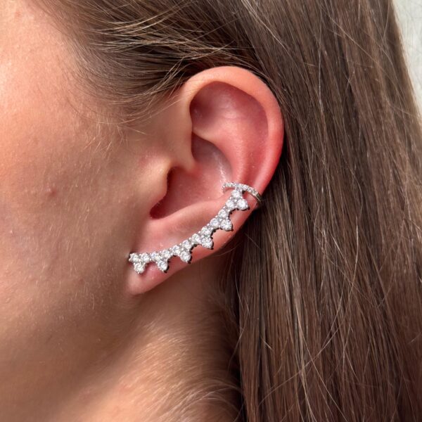 BRINCO EARCUFF DE TRES ZIRCONIAS REDONDAS PRATA 925 830893