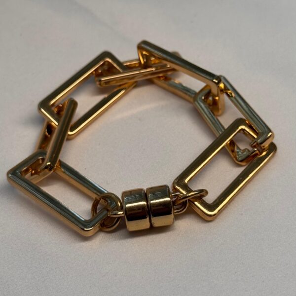 PULSEIRA ELOS RETANGULO BANHO OURO 18K