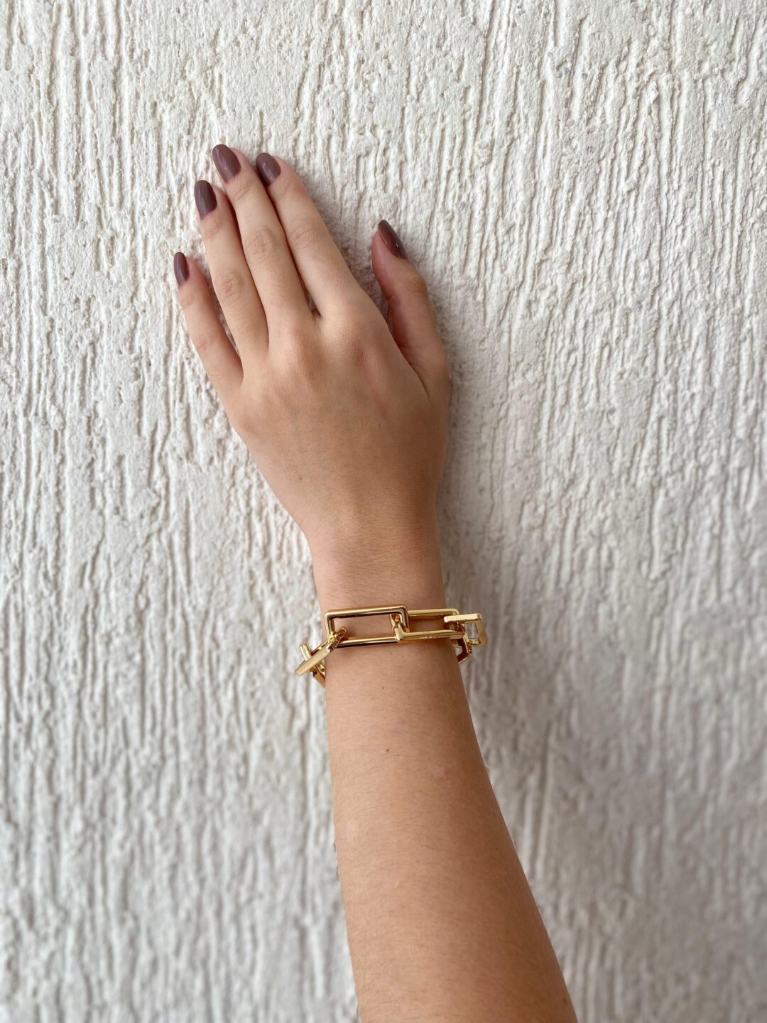 PULSEIRA ELOS RETANGULO BANHO OURO 18K - Imagem 2
