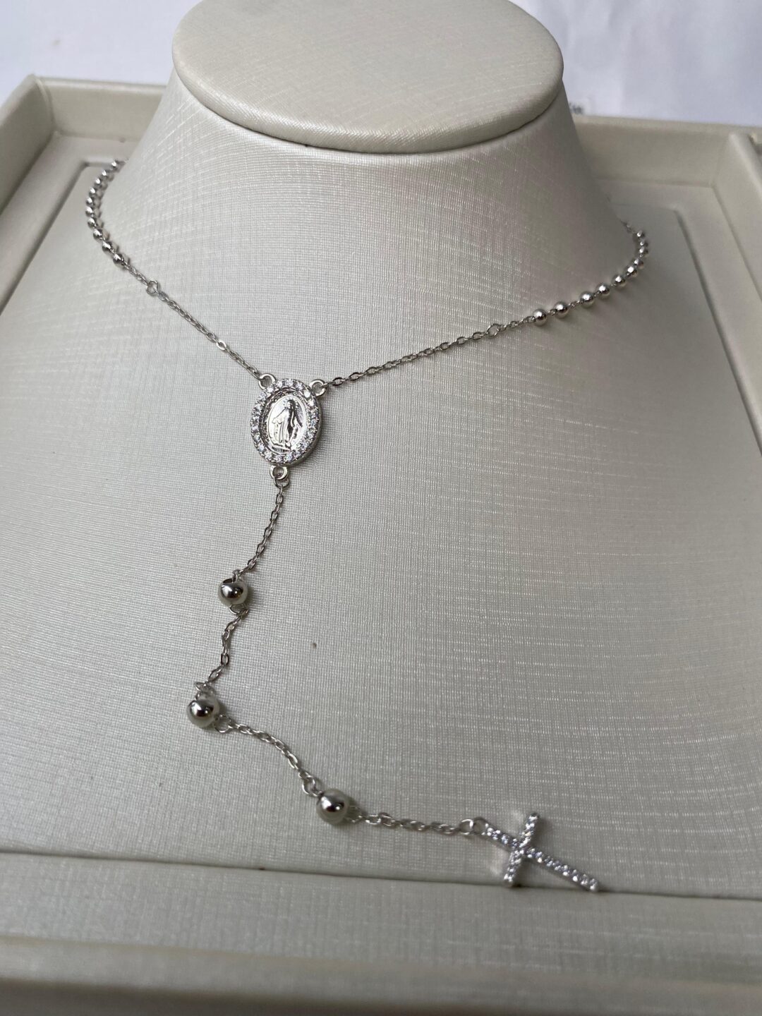 TERÇO ELOS COM BOLINHAS NOSSA SENHORA DE FATIMA  PRATA 925 850760 - Imagem 2