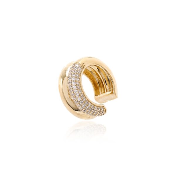 PIERCING DUPLO UMA FILEIRA LISA E A OUTRA CRAVEJADA BANHO OURO 18K 841860