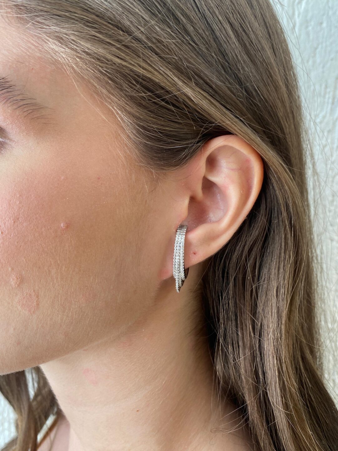 BRINCO EARHOOK TRES FILEIRAS  CRAVEJADAS PRATA 925 826733