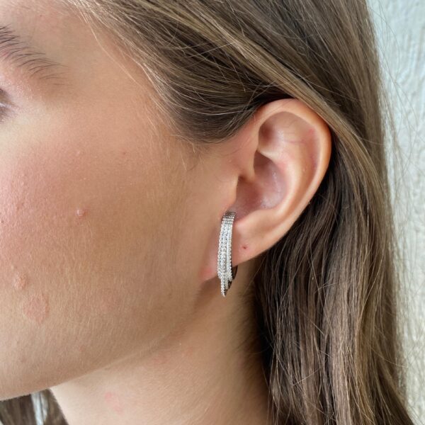 BRINCO EARHOOK TRES FILEIRAS  CRAVEJADAS PRATA 925 826733