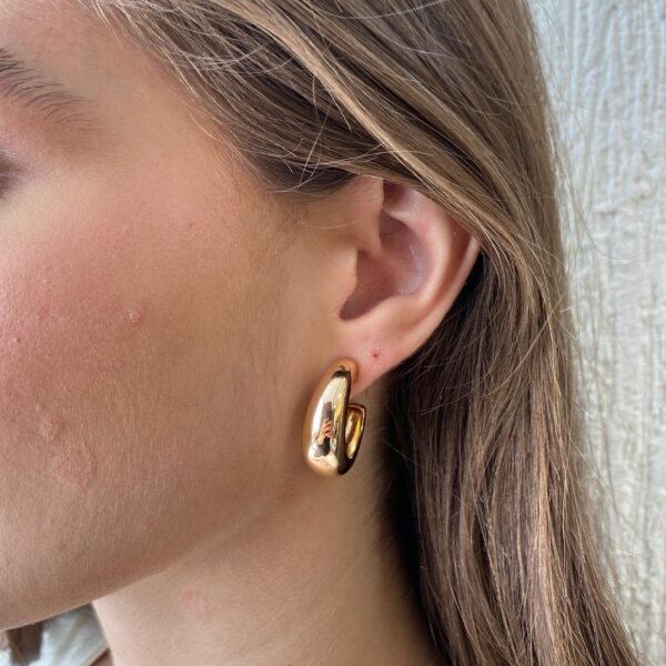 BRINCO EAR JACKET PEROLA SHELL GEOMETRICO BANHO OURO18K