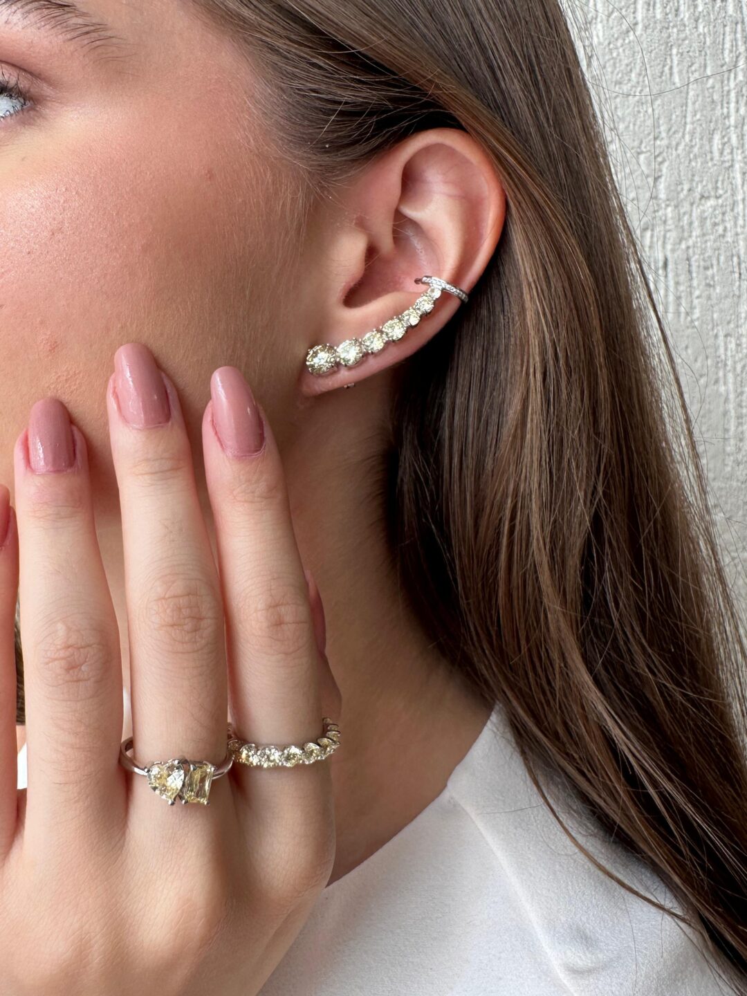 BRINCO EARCUFF FANCY YELLOW  PONTOS DE LUZ DECRESCENTES PRATA 925 823031